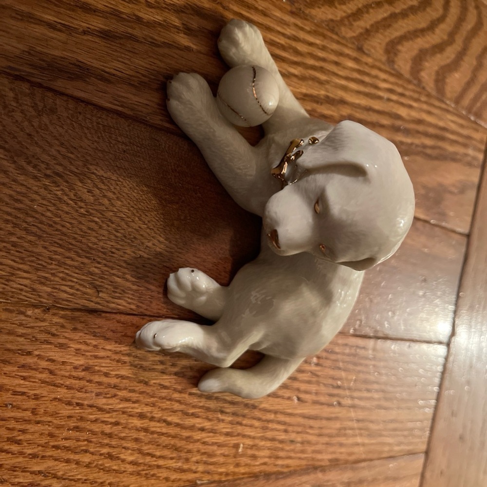 Lenox Porcelain Lab Dog Figurine with Baseball